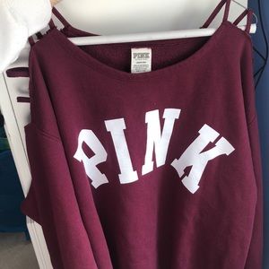 VS PINK Slitted Sleeve Lounge Sweatshirt